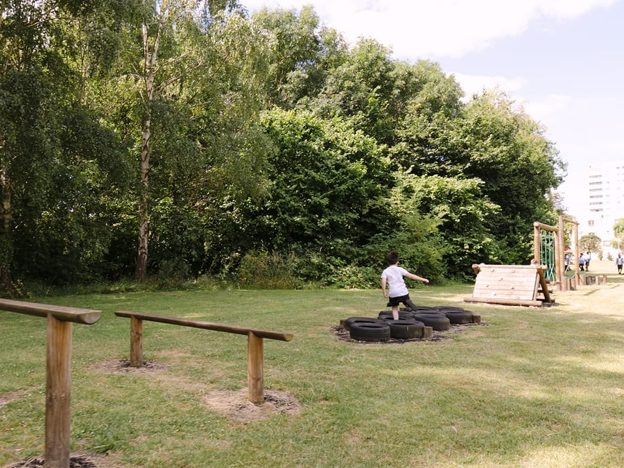A primary school field and outdoor grounds